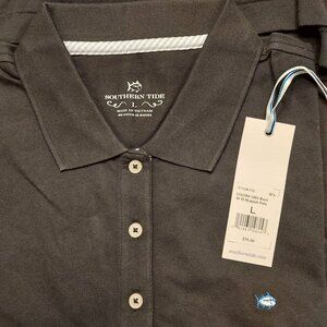 Southern Tide Women's Black Shipjack Polo Shirt Large NWT  -  1017
